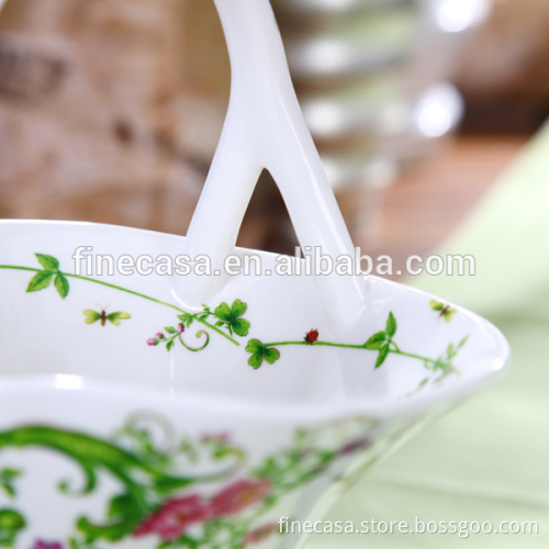 In April Elegant New Bone China Ceramic Fruit Basket